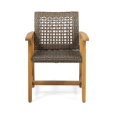 Pair Of Acacia Wood And Wicker Dining Chairs - Omega Lifestyles