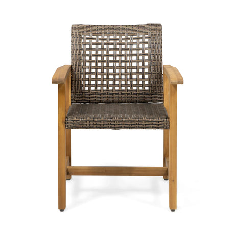Pair Of Acacia Wood And Wicker Dining Chairs - Omega Lifestyles