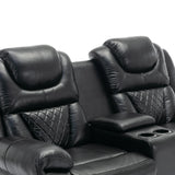 Manual Recliner Chair Faux Leather With Storage Cup Holders LED - Omega Lifestyles