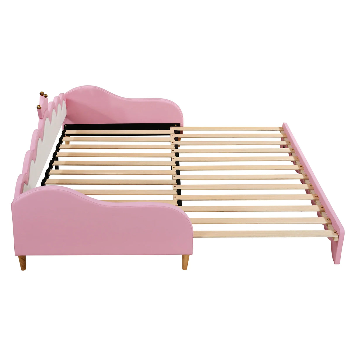 Twin Upholstered Extendable Daybed With Crown Headboard And LED Lights - Omega Lifestyles