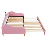 Twin Upholstered Extendable Daybed With Crown Headboard And LED Lights - Omega Lifestyles