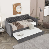 Twin Velvet Upholstered Daybed Frame With Trundle USB - Omega Lifestyles