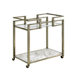 Faux Marble Glass Metal 2-Tier Serving Cart - Omega Lifestyles