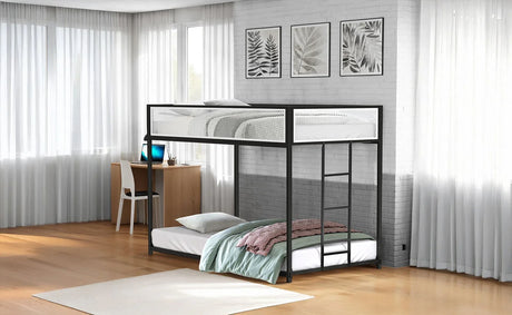 Contemporary Twin Over Twin Metal Bunk Bed Mattress Ready - Omega Lifestyles