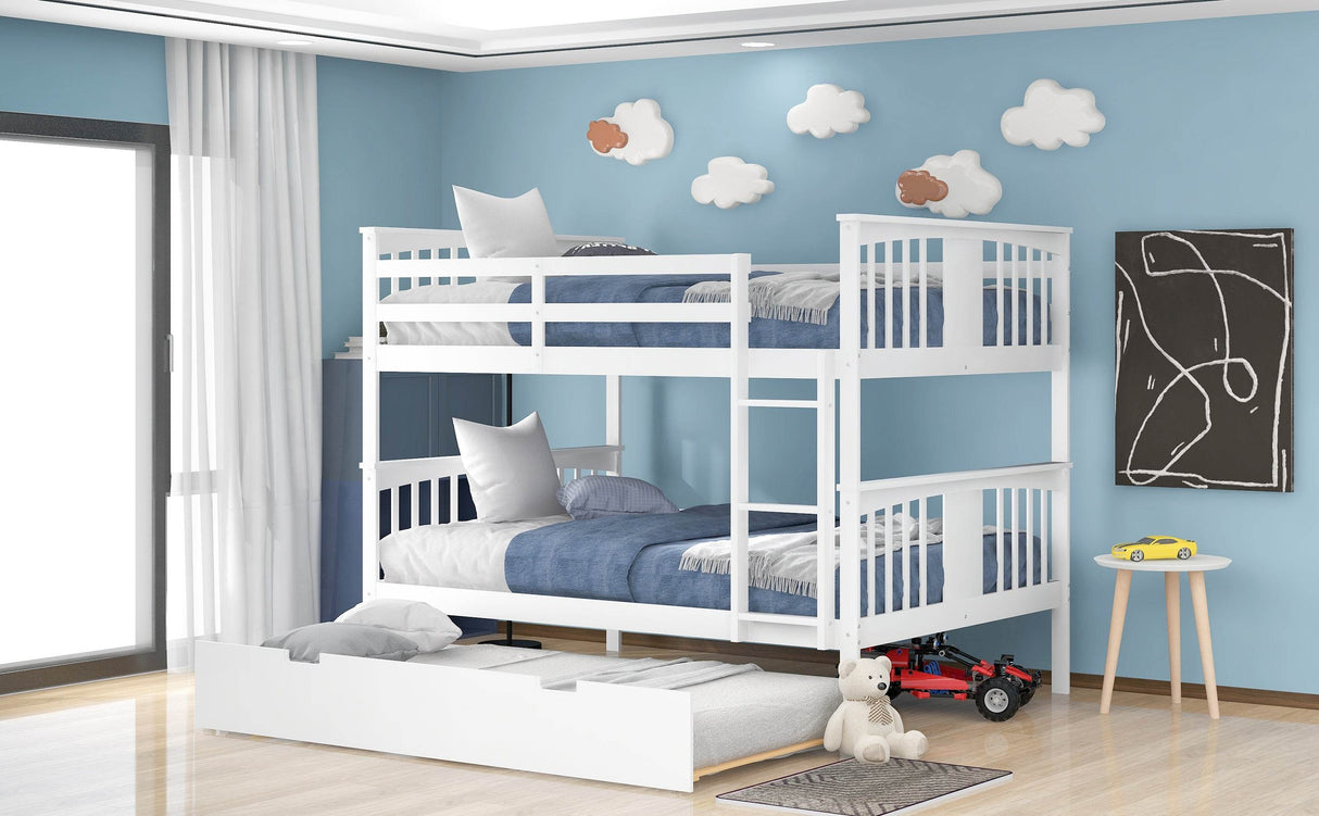 Full Over Full Solid Wood Bunk Bed With Trundle - Omega Lifestyles
