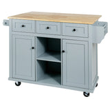 Kitchen Cart With Rubber Wood Drop-Leaf Countertop Storage Island - Omega Lifestyles