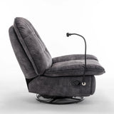 Modern Black Velvet Swivel Gliding Recliner Chair With Phone Holder - Omega Lifestyles