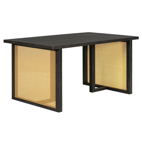 7-Piece Farmhouse Dining Table Set With Rattan Chairs - Omega Lifestyles