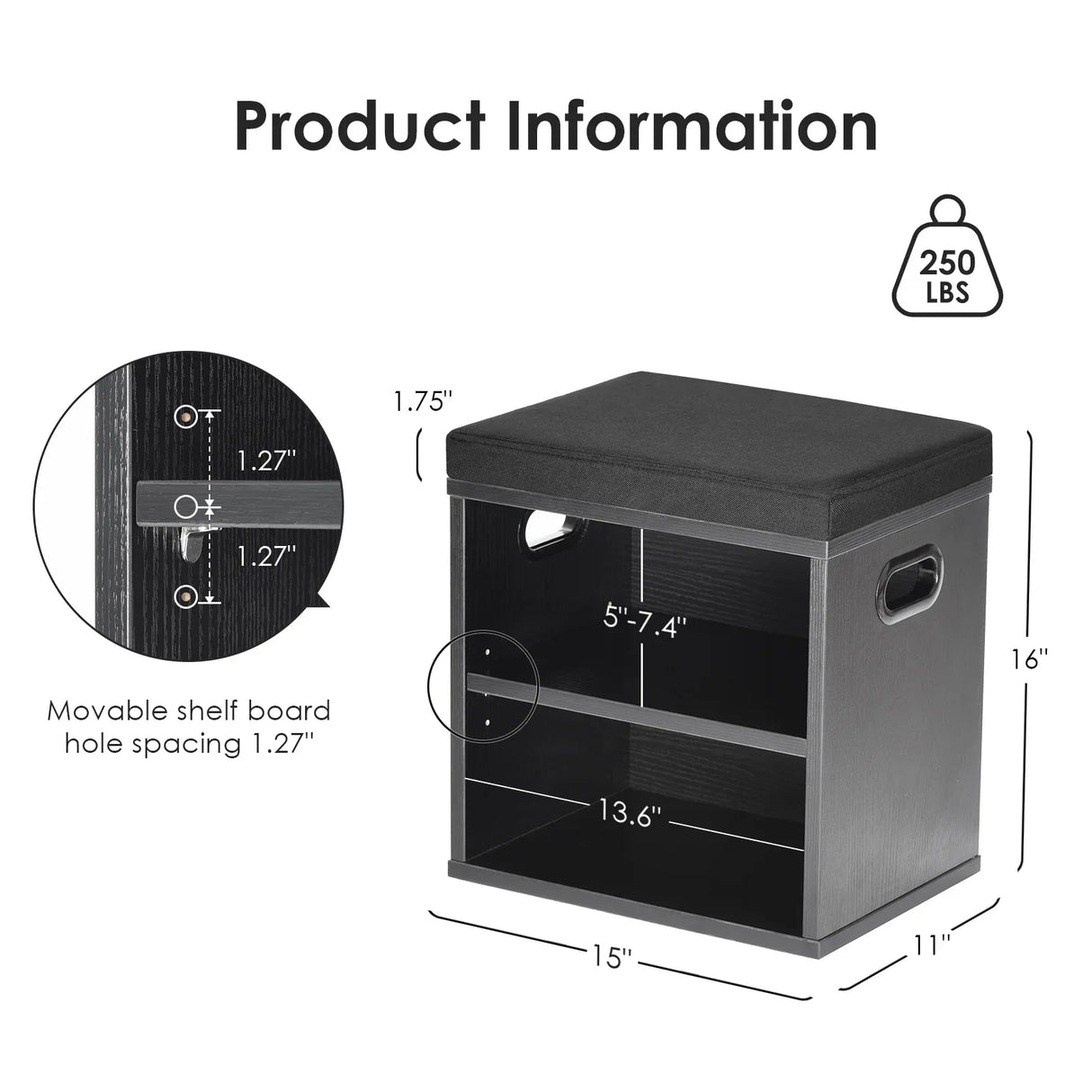 Wooden Entryway Storage Shoe Bench With Cushion Seating - Omega Lifestyles