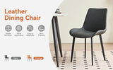 2-Piece Grey PU Leather Dining Chairs With Metal Legs - Omega Lifestyles