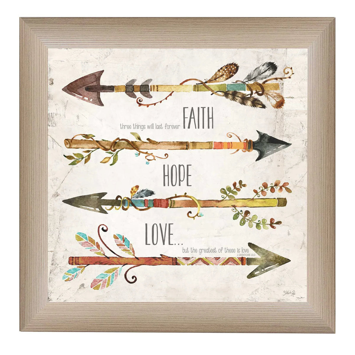Faith Hope Love Multicolor MDF Wall Art Poster - Omega Lifestyles