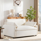 Oversized Cream Chenille Single Sofa Armchair With Pillows