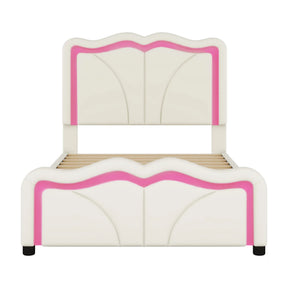 Twin Upholstered Platform Bed With Adjustable Headboard And LED Lights - Omega Lifestyles