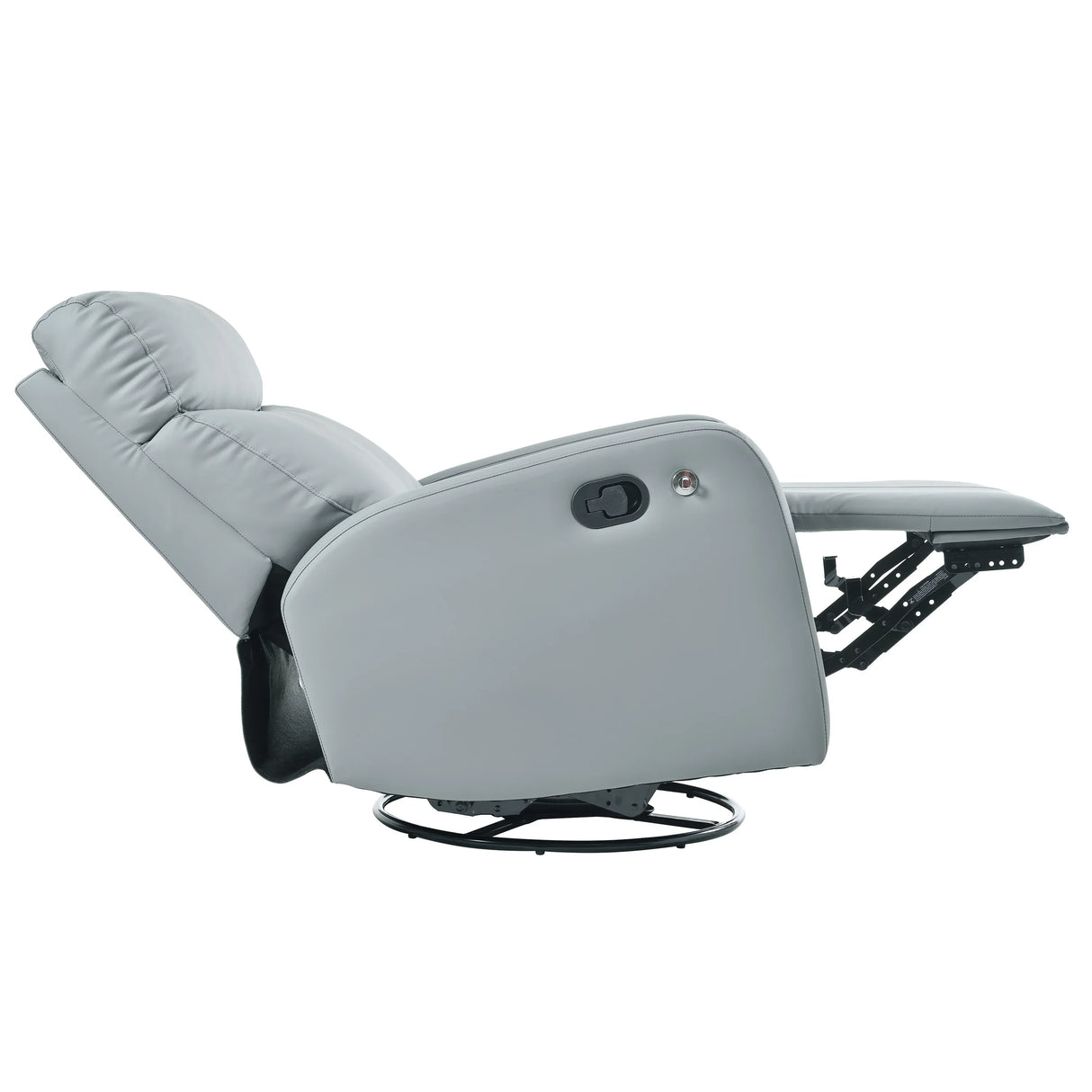 Modern Blue Gray PU Swivel Rocker Recliner Chair - Omega Lifestyles