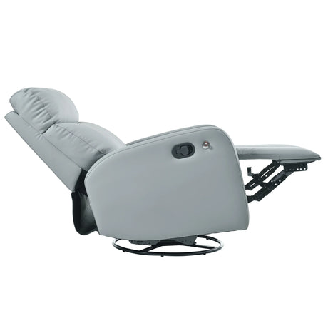Modern Blue Gray PU Swivel Rocker Recliner Chair - Omega Lifestyles