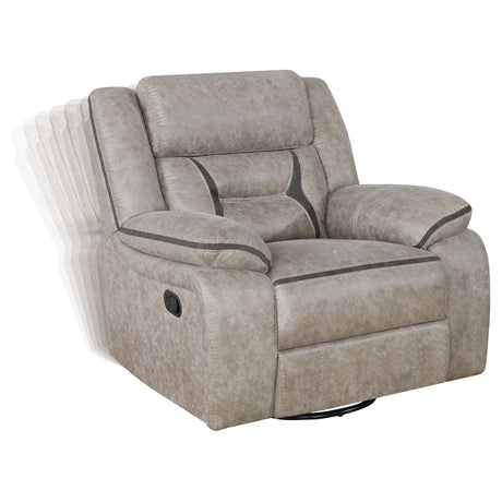 Taupe Upholstered 3-Piece Manual Reclining Living Room Set - Omega Lifestyles