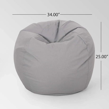 Light Gray Fabric Foam-Filled Bean Bag Chair - Omega Lifestyles