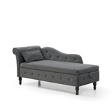 Velvet Upholstered Storage Chaise Lounge With Pillow - Omega Lifestyles