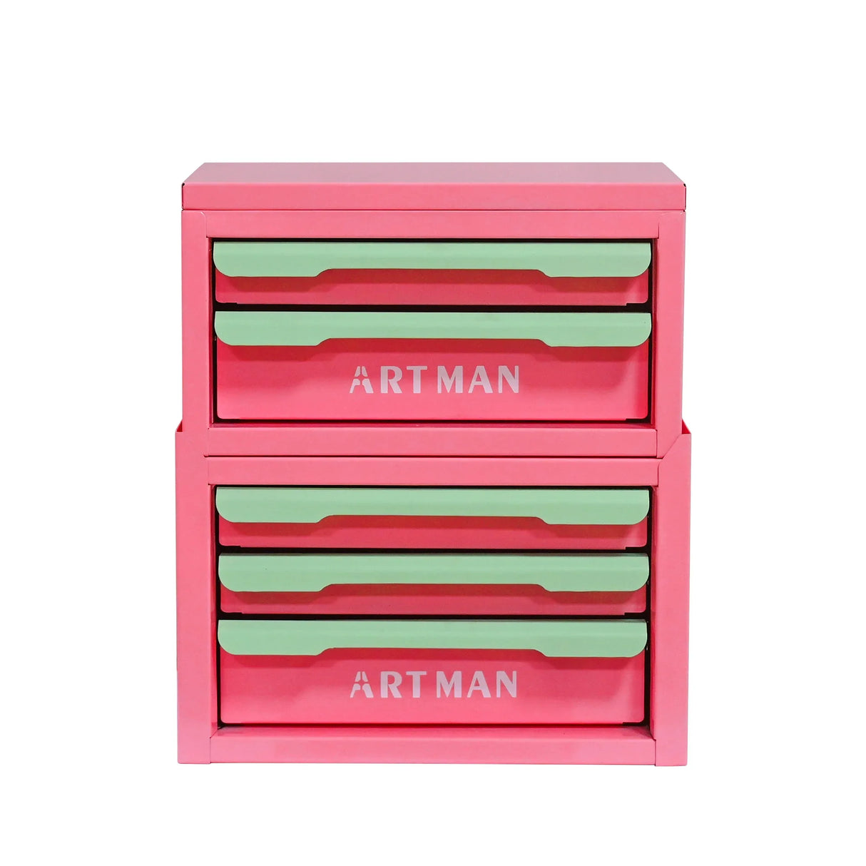 Five-Drawer Pink-Green Cold Rolled Steel Storage Box - Omega Lifestyles
