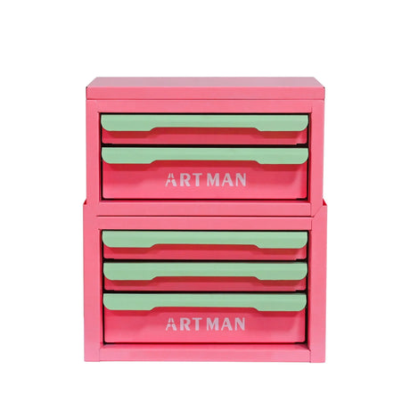 Five-Drawer Pink-Green Cold Rolled Steel Storage Box - Omega Lifestyles