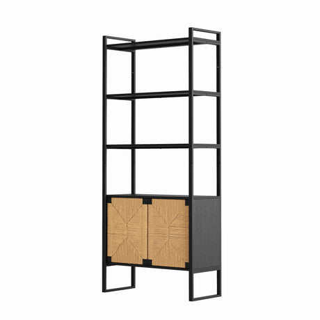 Natural Rattan Storage Cabinet Bookshelf With Doors - Omega Lifestyles