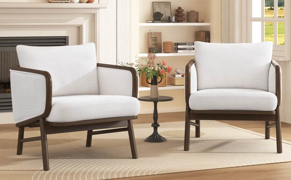 Set of 2 Sherpa Fabric Upholstered Accent Chairs - Omega Lifestyles