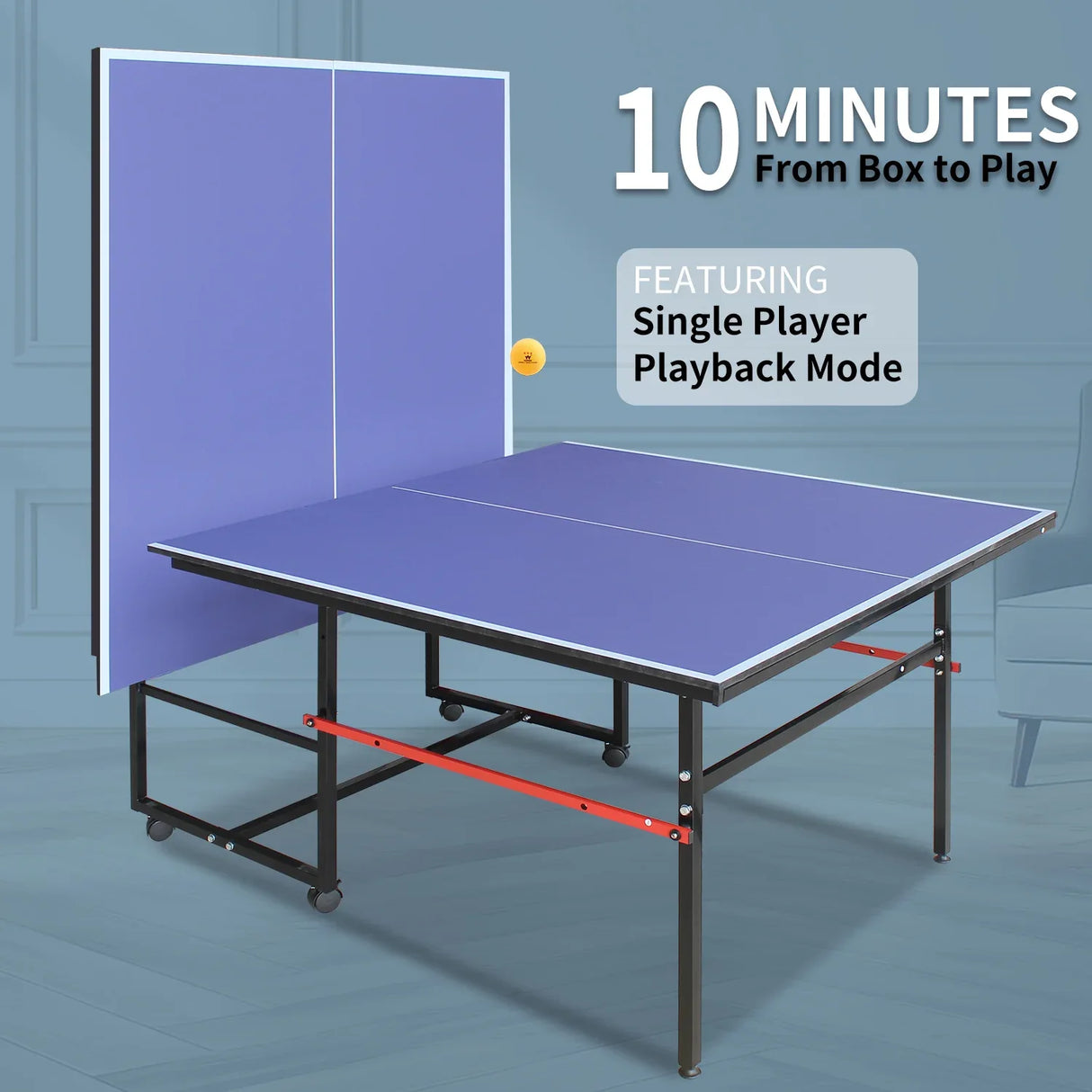 Foldable Mid-Size Portable Table Tennis Table Set - Omega Lifestyles