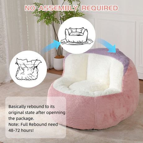 Multicolor Faux Fur Oversized Foam-Filled Bean Bag Chair - Omega Lifestyles