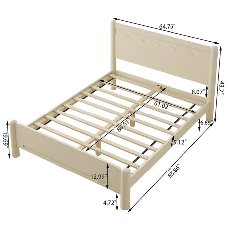Queen Solid Wood Platform Bed Frame With Headboard - Omega Lifestyles