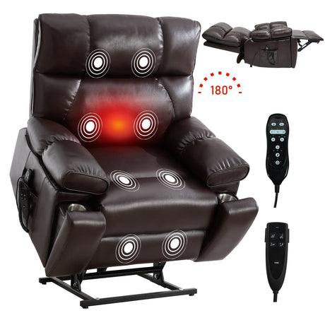 Brown Medium-Firm Faux Leather Power Lift Massage Chair - Omega Lifestyles