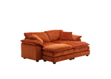 Corduroy 2-Seat Sofa With Pillows And Ottomans - Omega Lifestyles