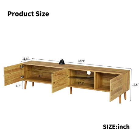 70-Inch Modern Mid Century Oak TV Stand - Omega Lifestyles
