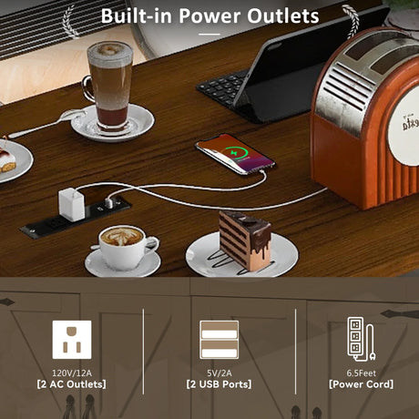 Farmhouse Style Rolling Kitchen Island With Power Outlet - Omega Lifestyles