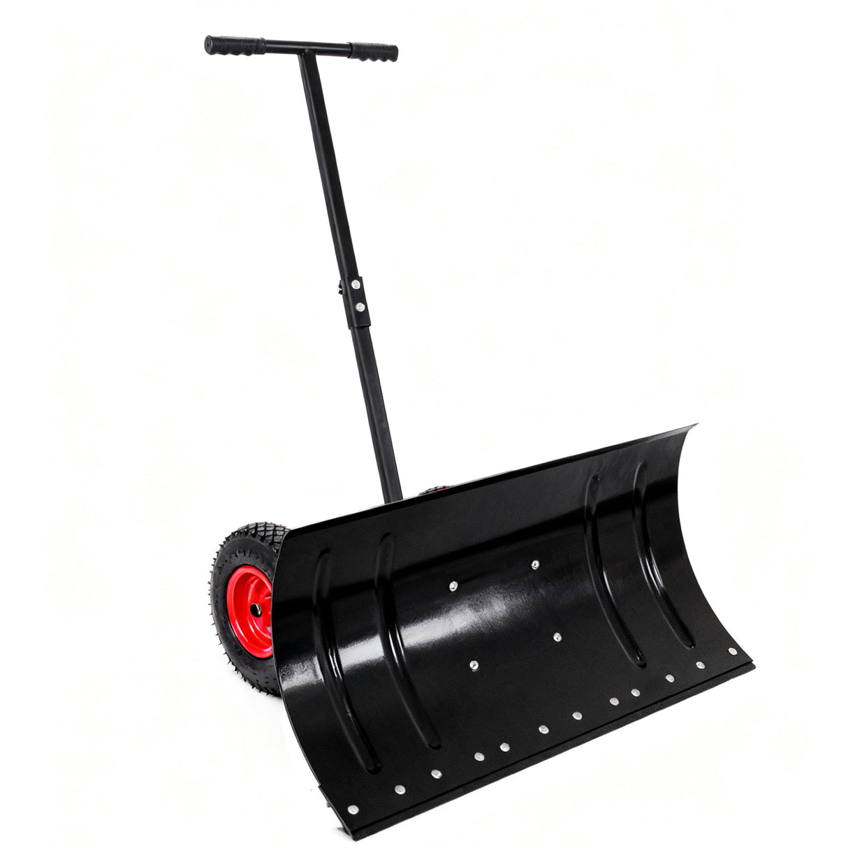 Adjustable Height Metal Snow Pusher With 10-Inch Wheels