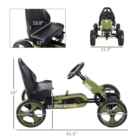 Kids Adjustable Seat Pedal Steel Frame Go Kart - Omega Lifestyles