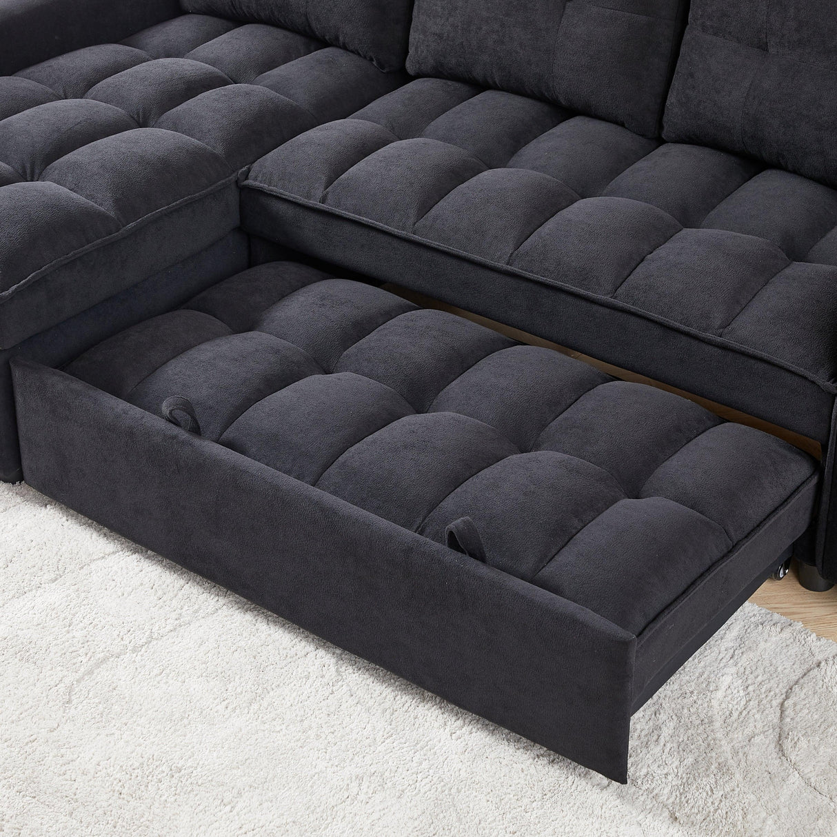Chenille Reclining Sleeper Sofa Bed With Storage - Omega Lifestyles