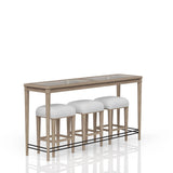 Transitional Sand Finish Frosted Glass Console Table With Stools - Omega Lifestyles