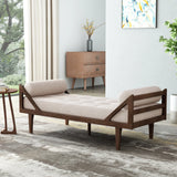 Beige Fabric Button Tufted Bentwood Chaise Lounge - Omega Lifestyles