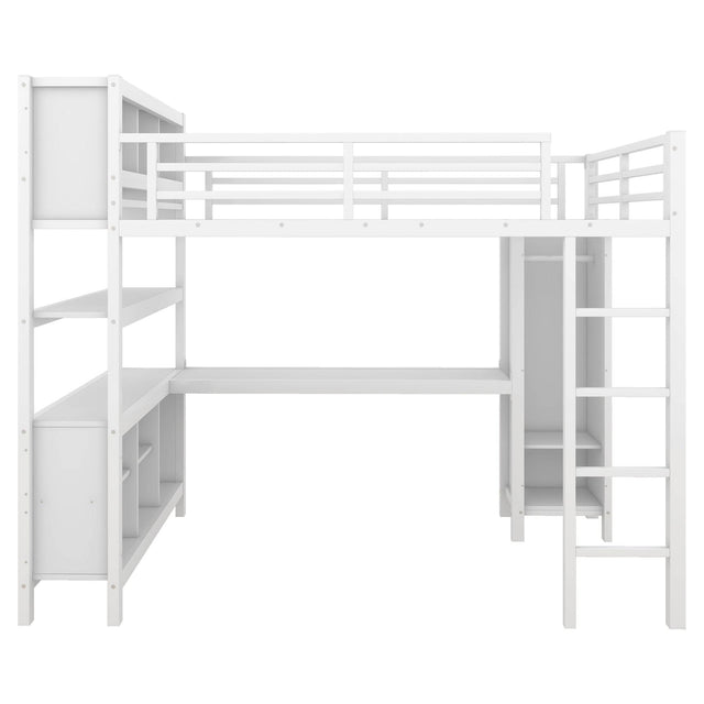 Full Metal Loft Bed With Wardrobe And L-Shaped Desk - Omega Lifestyles