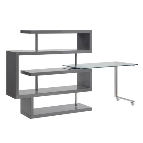 Modern Clear Glass Chrome Finish Swivel Writing Desk - Omega Lifestyles