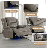 Modern 3-Seater Grey Leather Gel Recliner Chair With LED Light - Omega Lifestyles