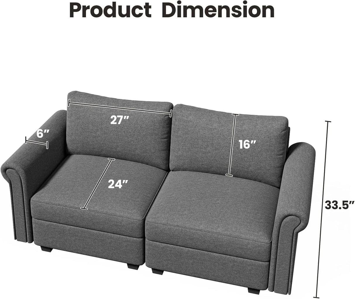 Modular Memory Foam 2-Seat Modern Loveseat Sofa - Omega Lifestyles