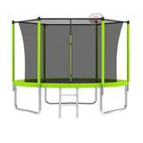 8-Inch Green Safety Enclosure Outdoor Trampoline - Omega Lifestyles