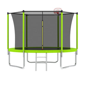 8-Inch Green Safety Enclosure Outdoor Trampoline - Omega Lifestyles