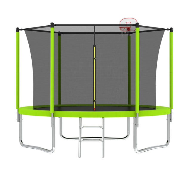 8-Inch Green Safety Enclosure Outdoor Trampoline - Omega Lifestyles