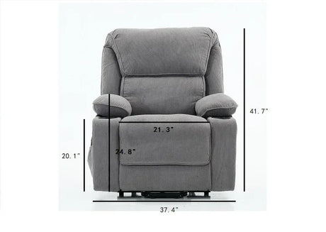 Medium-Firm Corduroy Remote-Controlled Heating Massage Recliner - Omega Lifestyles