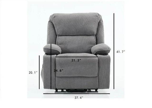 Medium-Firm Corduroy Remote-Controlled Heating Massage Recliner - Omega Lifestyles