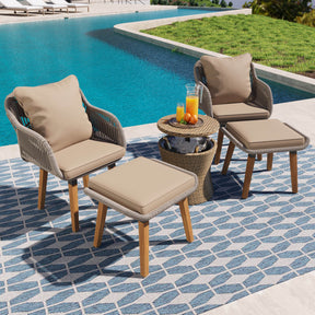 5-Piece Outdoor Patio Furniture Set With Cool Bar Table - Omega Lifestyles