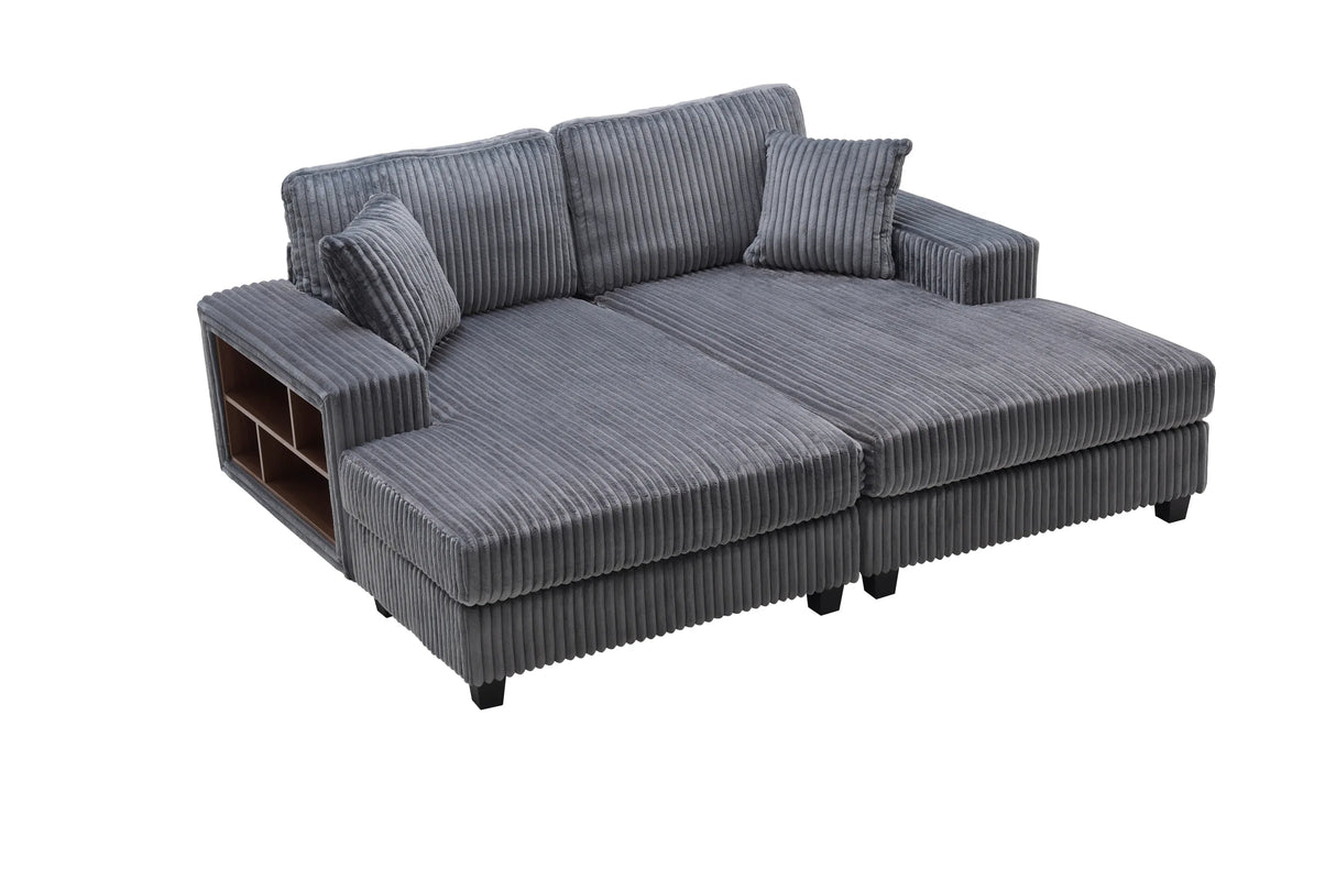 Convertible Corduroy Fabric Sleeper Sofa With Storage - Omega Lifestyles