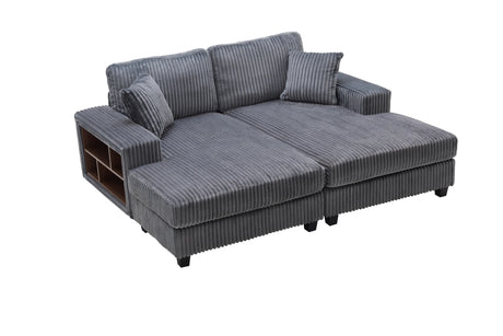 Convertible Corduroy Fabric Sleeper Sofa With Storage - Omega Lifestyles